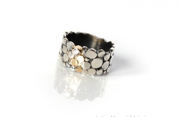 Srebrno-złoty pierścionek z kolekcji Paths