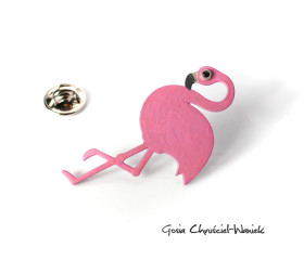 Różowy flaming – ręcznie robiony pin