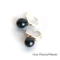 Srebrne kolczyki z czarnymi perłami