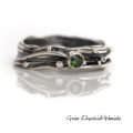 Srebrny pierścionek z zielonym szafirem