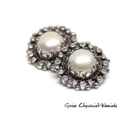 Klipsy retro z perłami i cyrkoniami