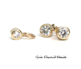 Złoty komplet z moissanitami