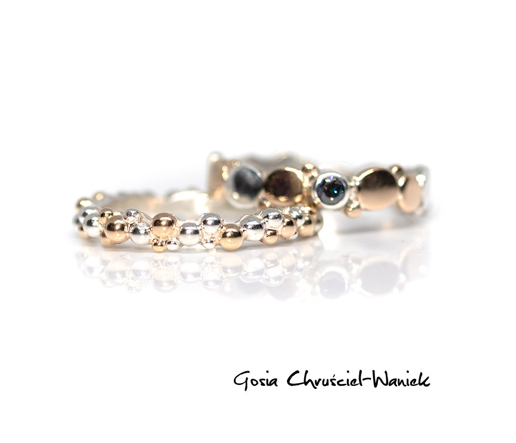 Srebrno złota obrączka Symbiosis