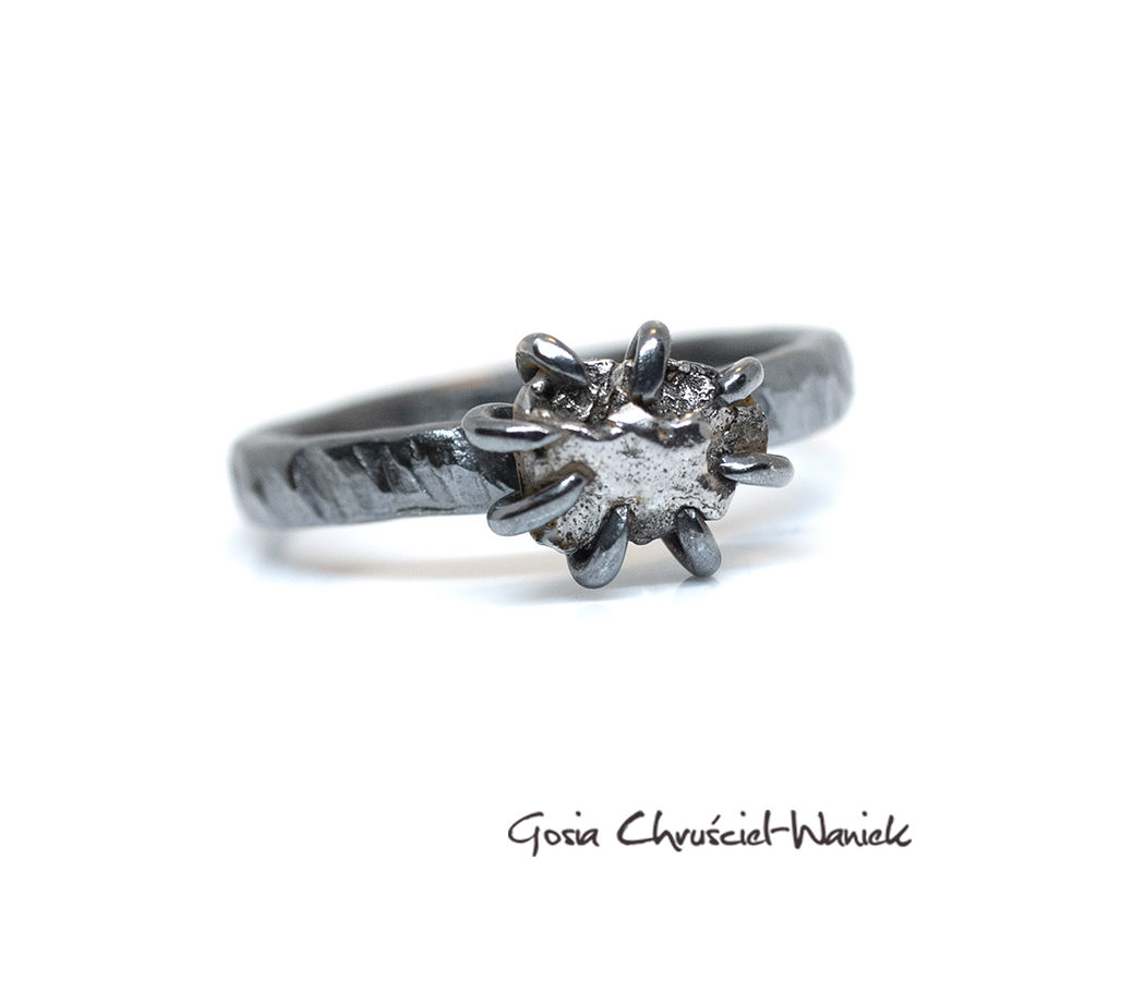 Meteoryt Campo del Cielo w oksydowanym srebrze