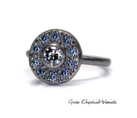 Organic Deco pierścionek z moissanitami III