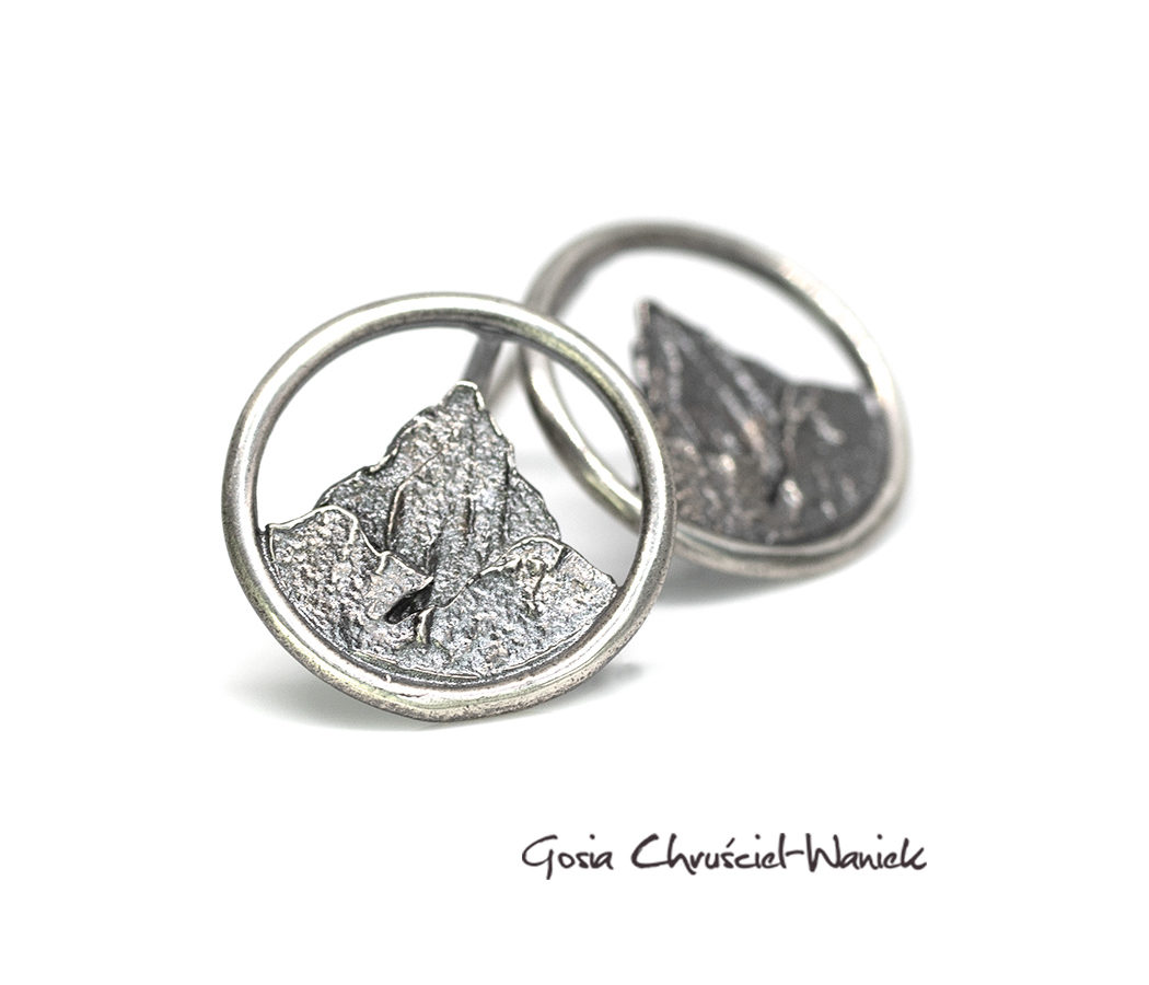 Srebrne kolczyki z górami